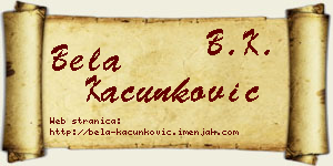 Bela Kačunković vizit kartica